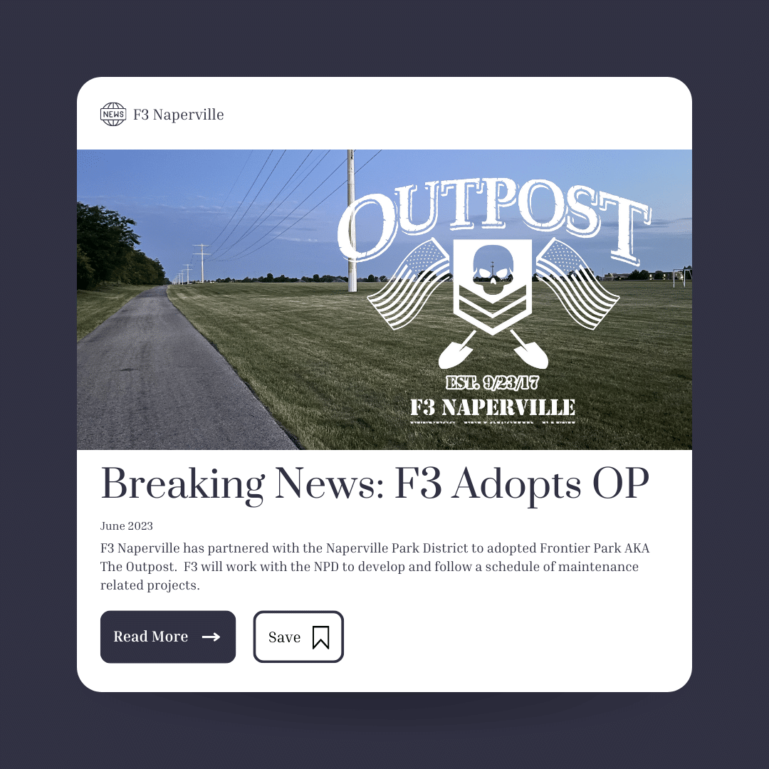 F3 Naperville Adopts Frontier Park The Outpost F3 Naperville