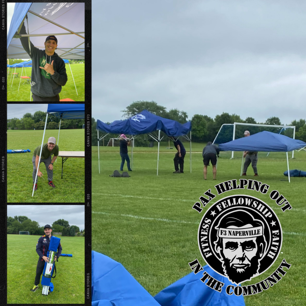 Pax time out of their Sunday morning to volunteer setting up some tents, tables and chairs for the KidsMatter organization